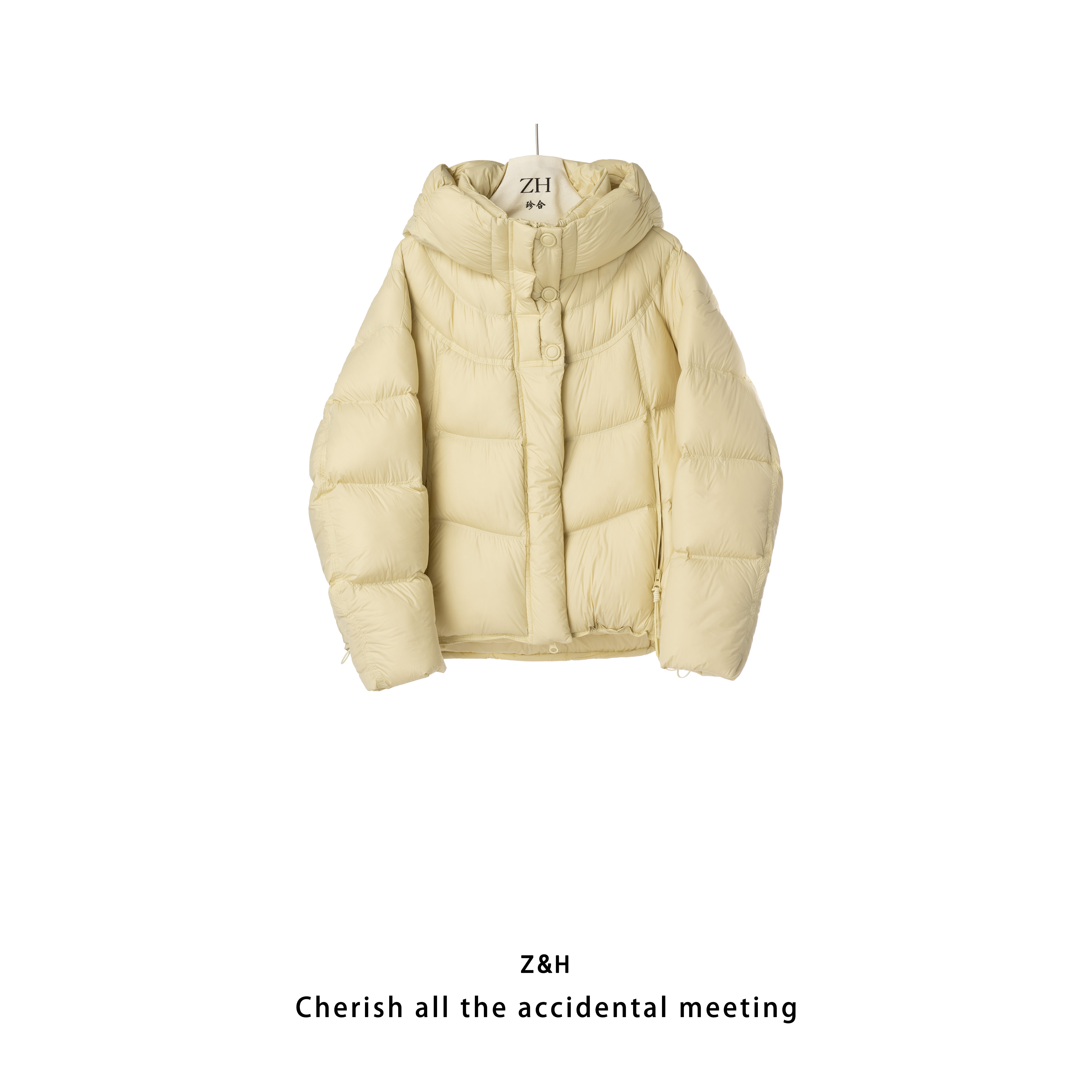 ZH【雪季独白】纯色简约舒适羽绒服女长袖连帽