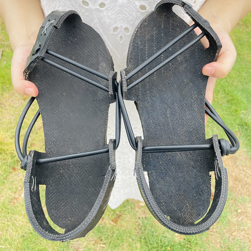 轮胎底凉鞋户外钓鱼胶草鞋皮草鞋男鞋夏季款怀旧外出凉鞋耐磨防滑