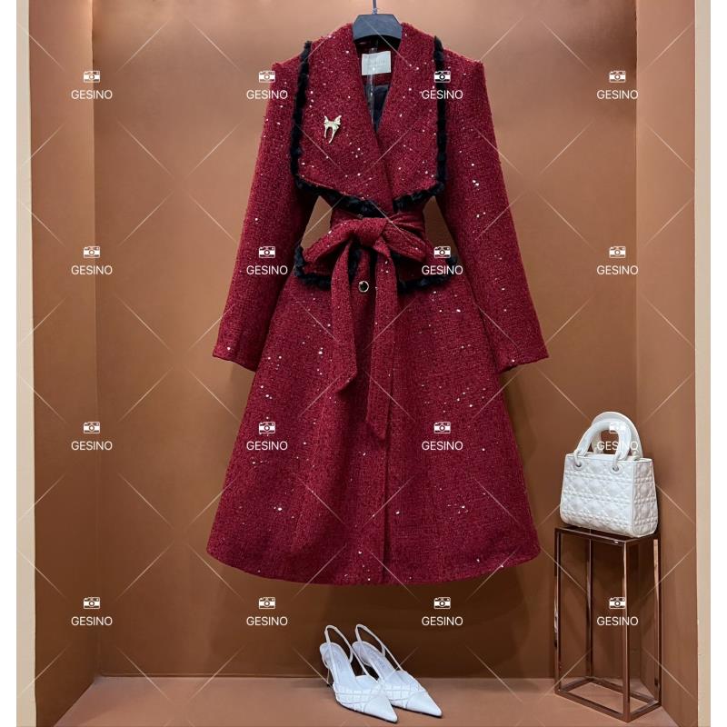 【悠悠】秋冬气质小香风时尚设计师中长款外套QD-2025653