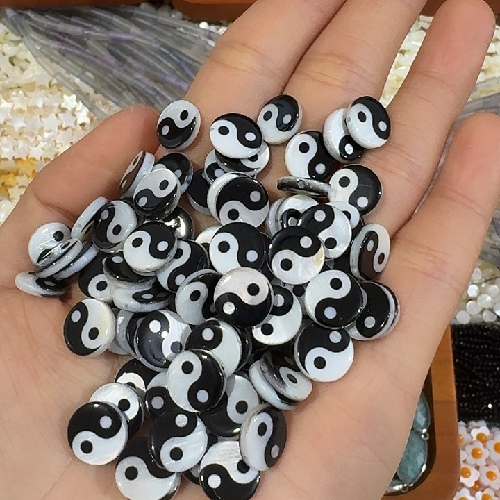 玛瑙/玉髓合金珠宝半成品10颗10mm左右黑白配