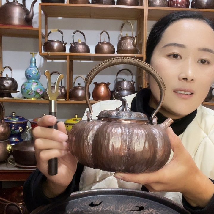 长****贵金属紫铜纯铜福瓜壶1200毫升