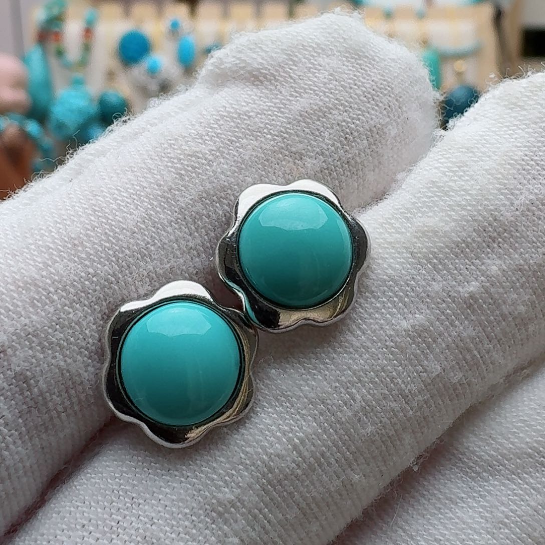 绿松石珠宝奇石银S925镶嵌