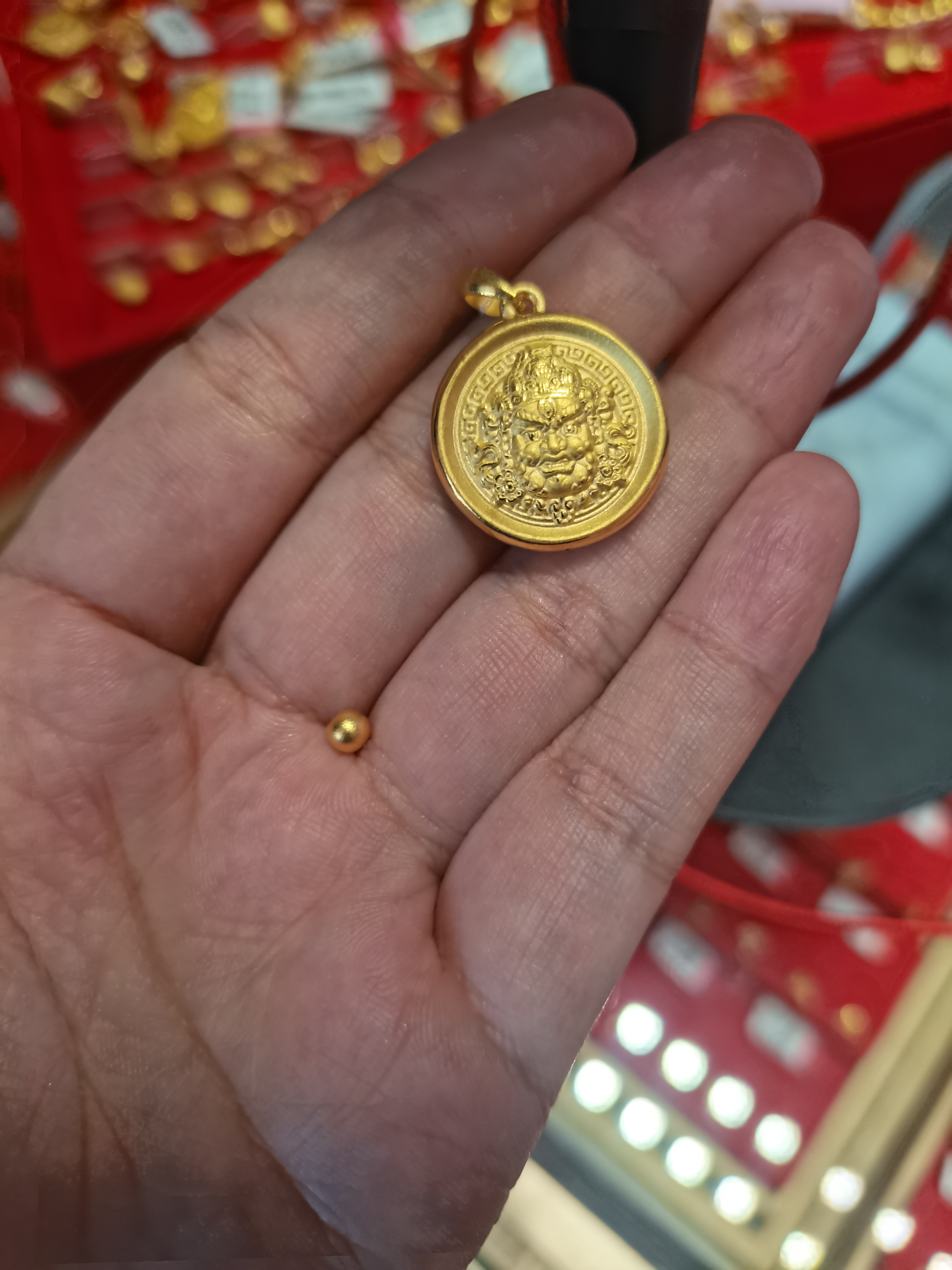 足金吊坠黄财神➕金珠