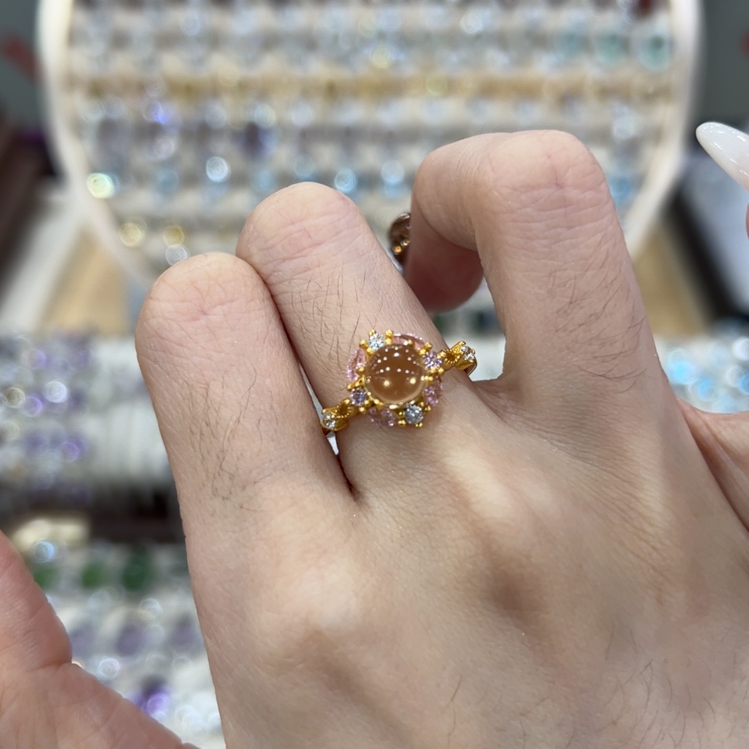 戒指黄晶银S925镶嵌