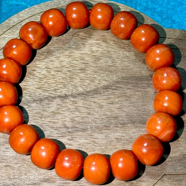 天然南红瓦西料老型珠单圈手链