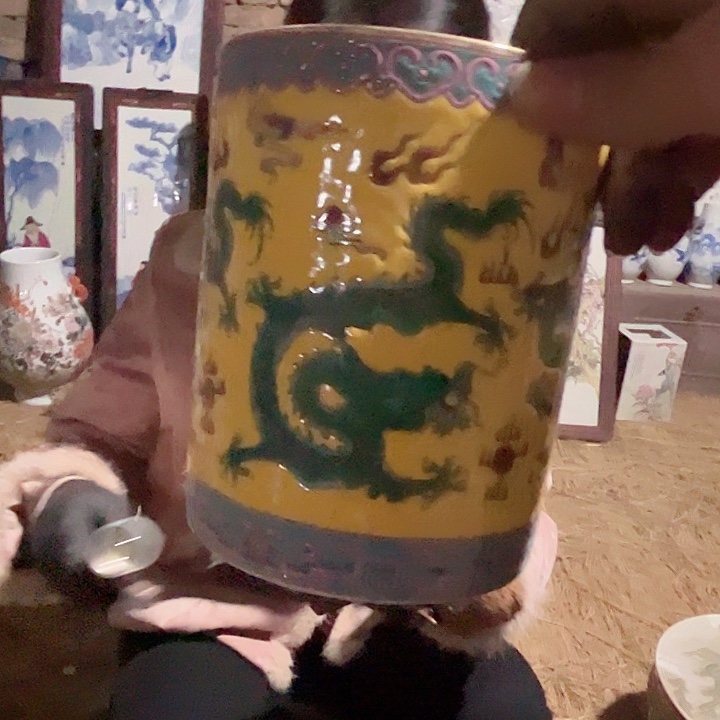 摆件陶景德镇高温瓷笔筒