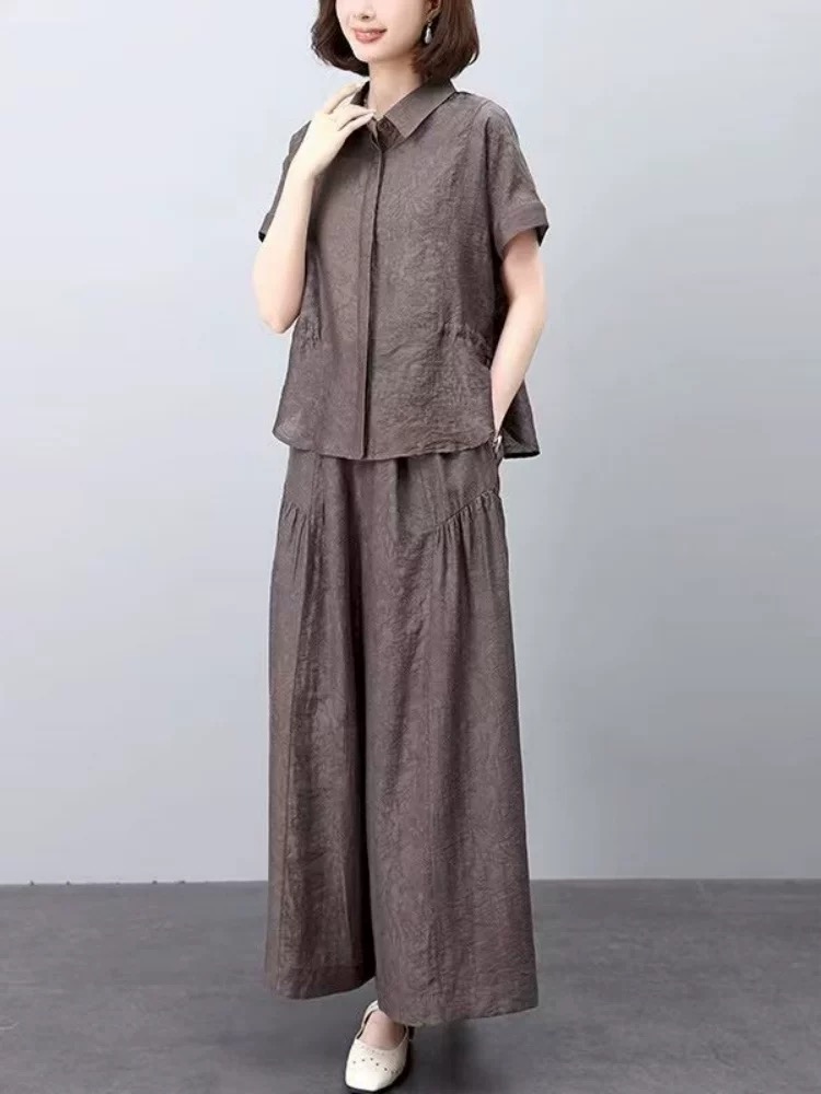 【三台恒宣】C88539宽松型时尚常规款中老年女装盘扣阔腿裤慵懒风