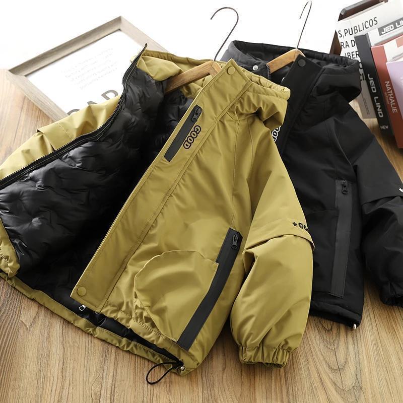 男童棉服冬季加厚保暖外套2025新款儿童夹棉上衣连帽防风保暖棉衣