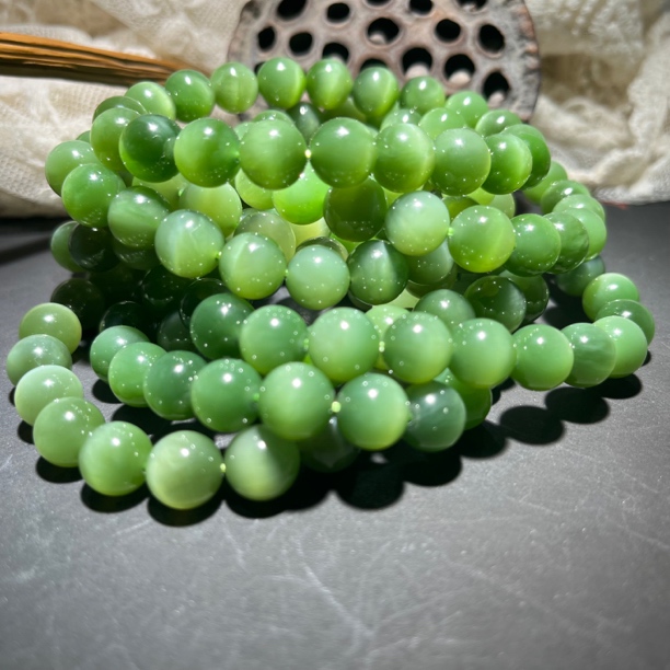 和田玉碧玉猫眼圆珠百搭单圈手串多样性发货拍一发一