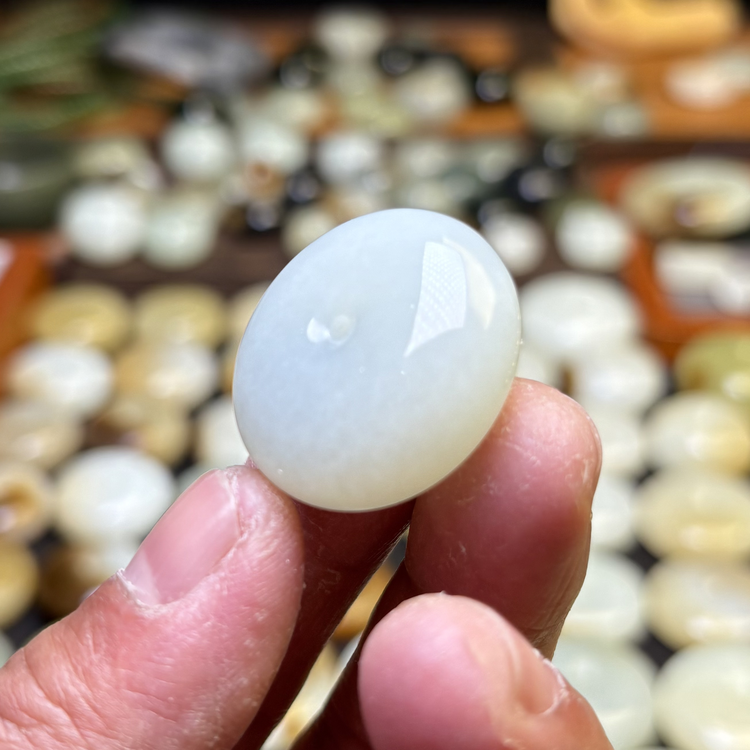 28✖️13新疆和田玉青白玉面包扣平安扣吊坠挂件细润老熟