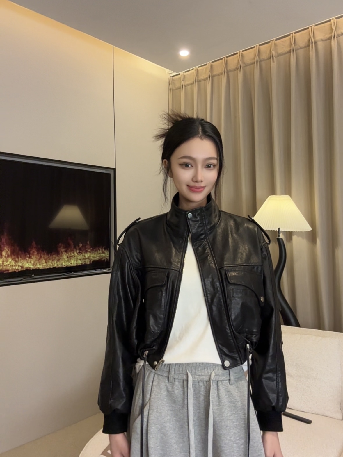 【华华】★“午夜伦敦“新款穿搭时尚百搭油蜡全植鞣真皮皮衣女外套