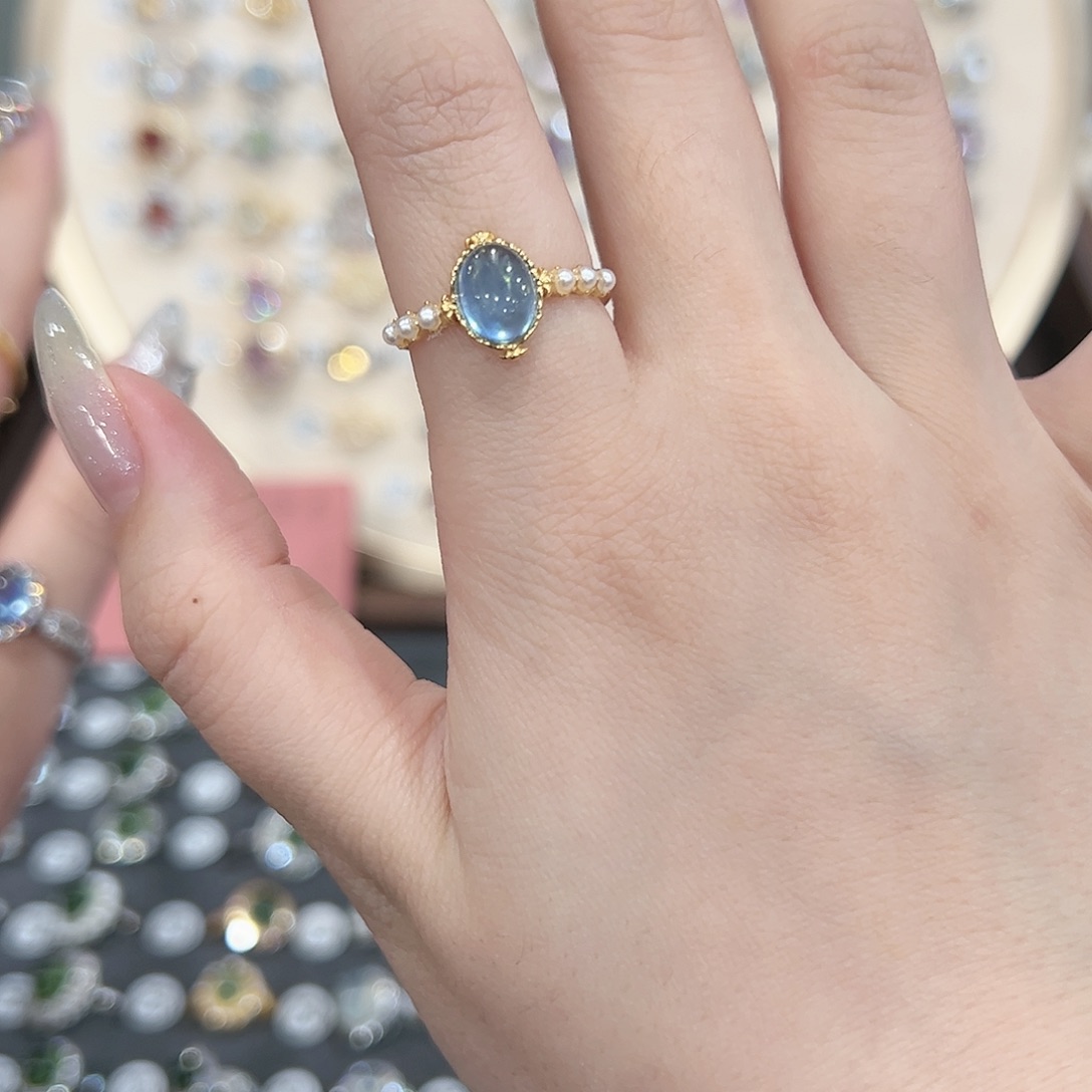 蛇纹石玉戒指银S925镶嵌