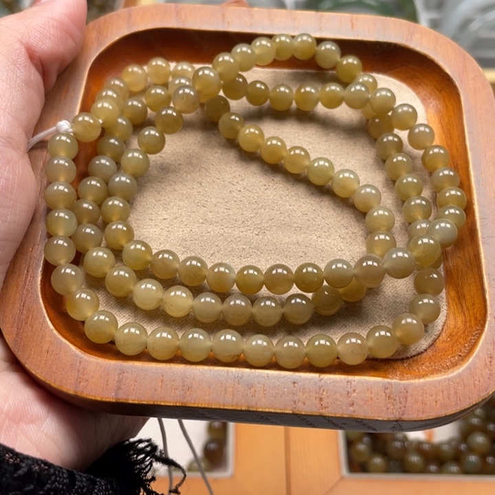 和田玉珠串6mm未镶嵌