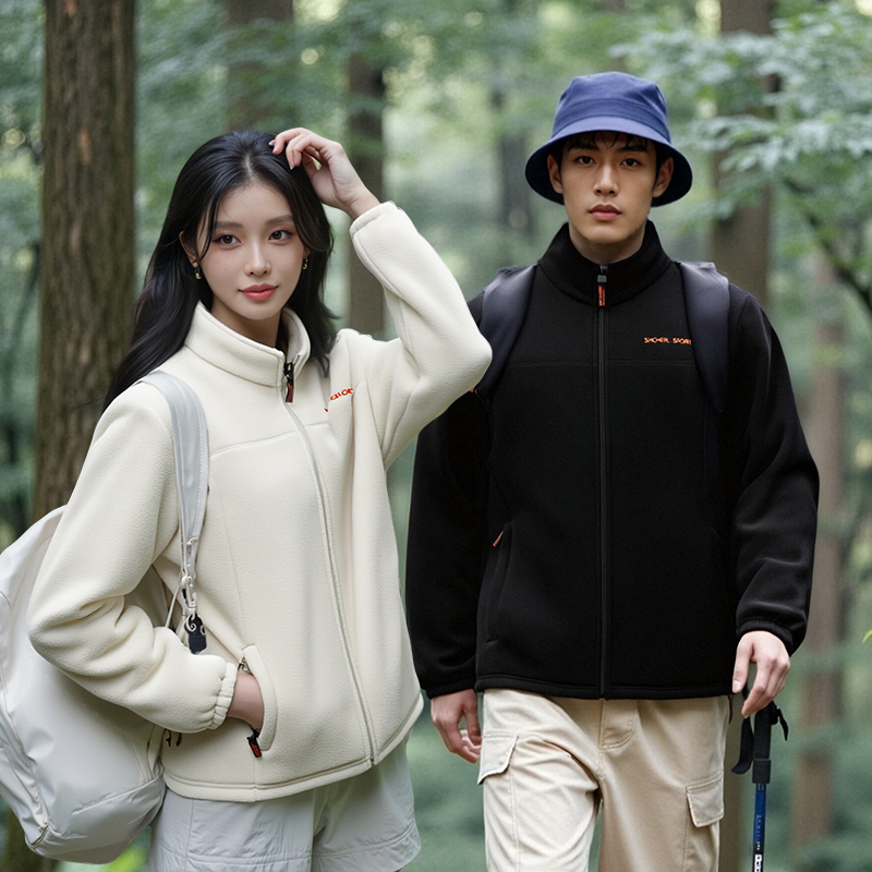 GENIO LAMODE秋冬新款抓绒外套运动休闲简约纯色百搭升级款