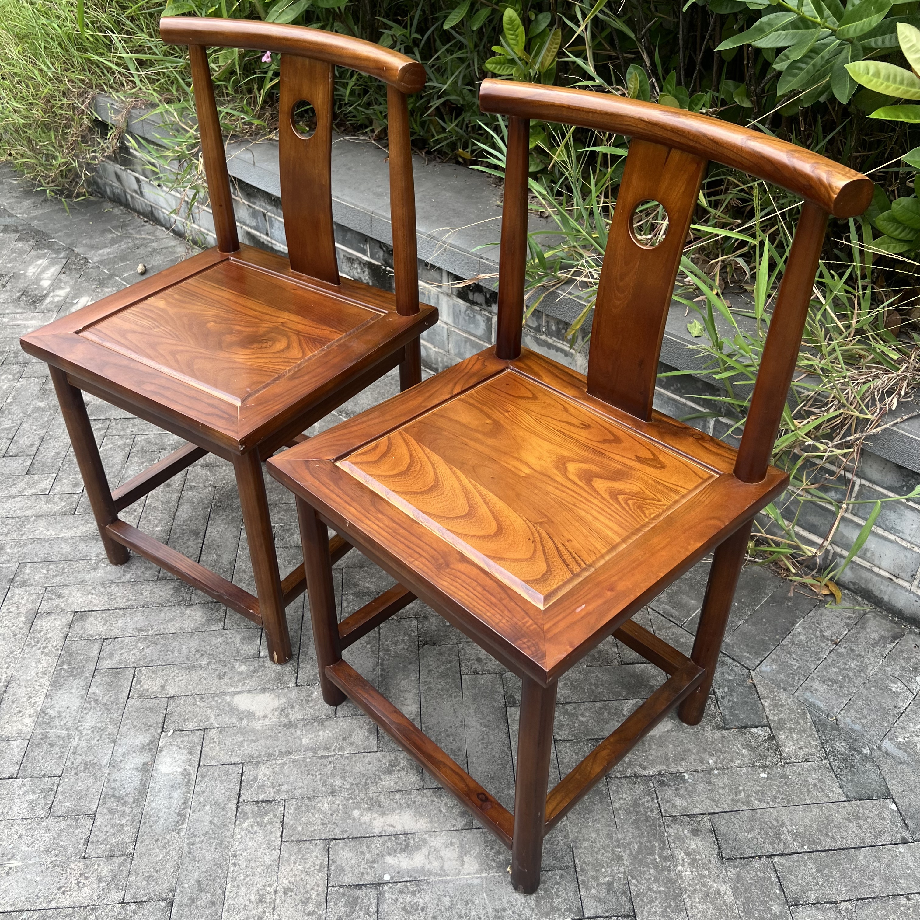 新中式实木月牙椅客人椅餐椅全实木实木家具