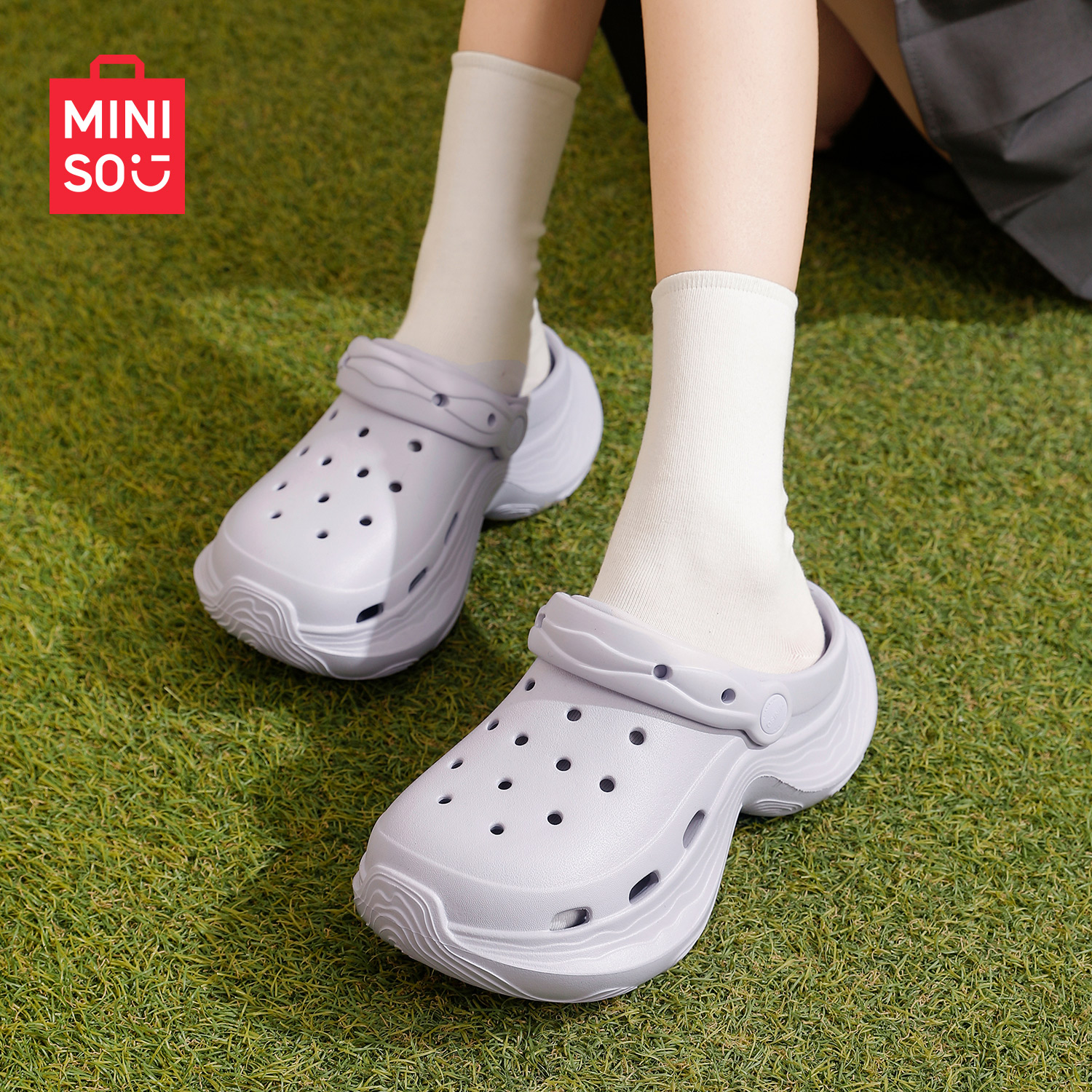 MINISO/名创优品洞洞鞋2026新款爆款小个子高足弓厚底增高EVA防滑