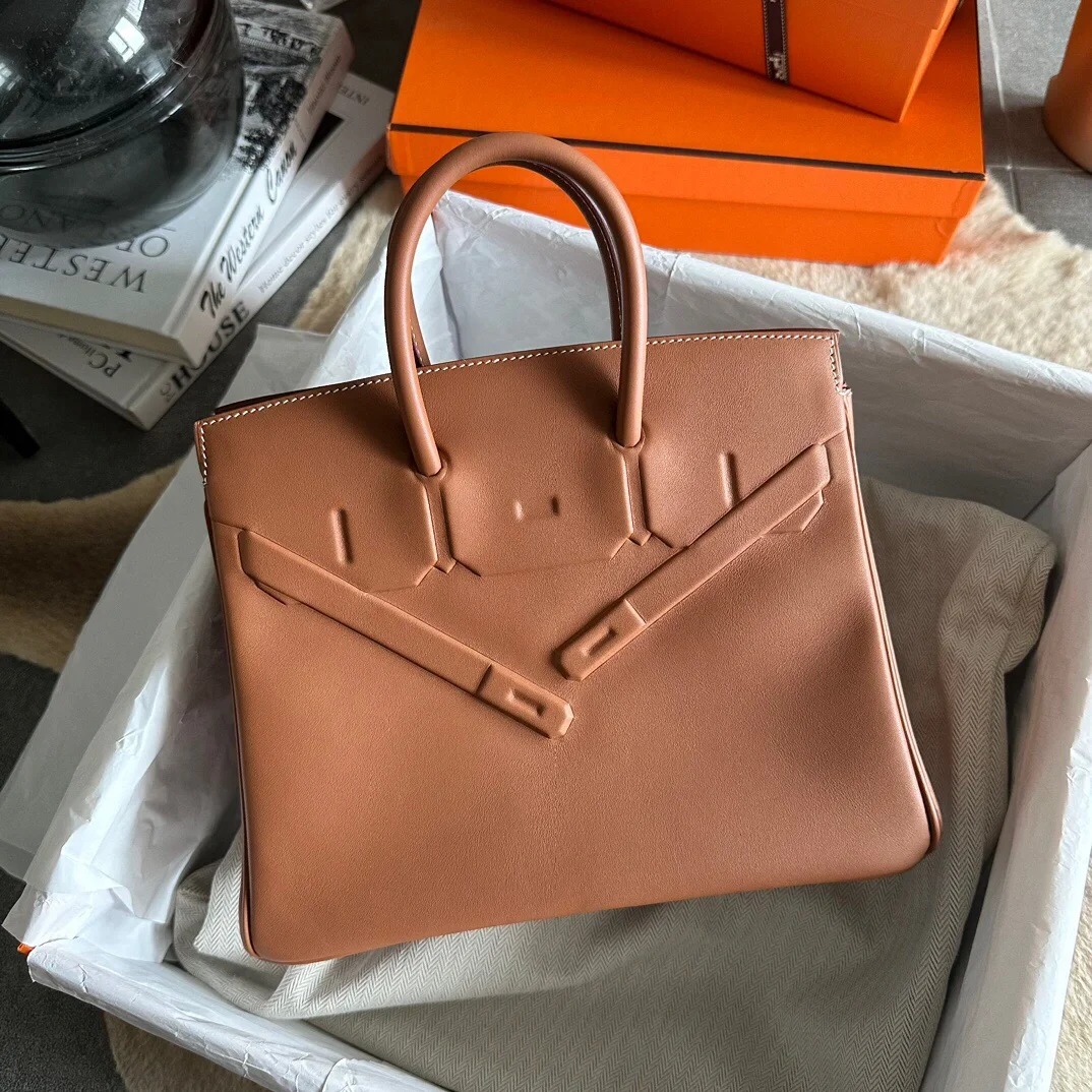 99新 Hermes/爱马仕 小花Jerry活动金棕色 U刻 Birkin 25幻影包