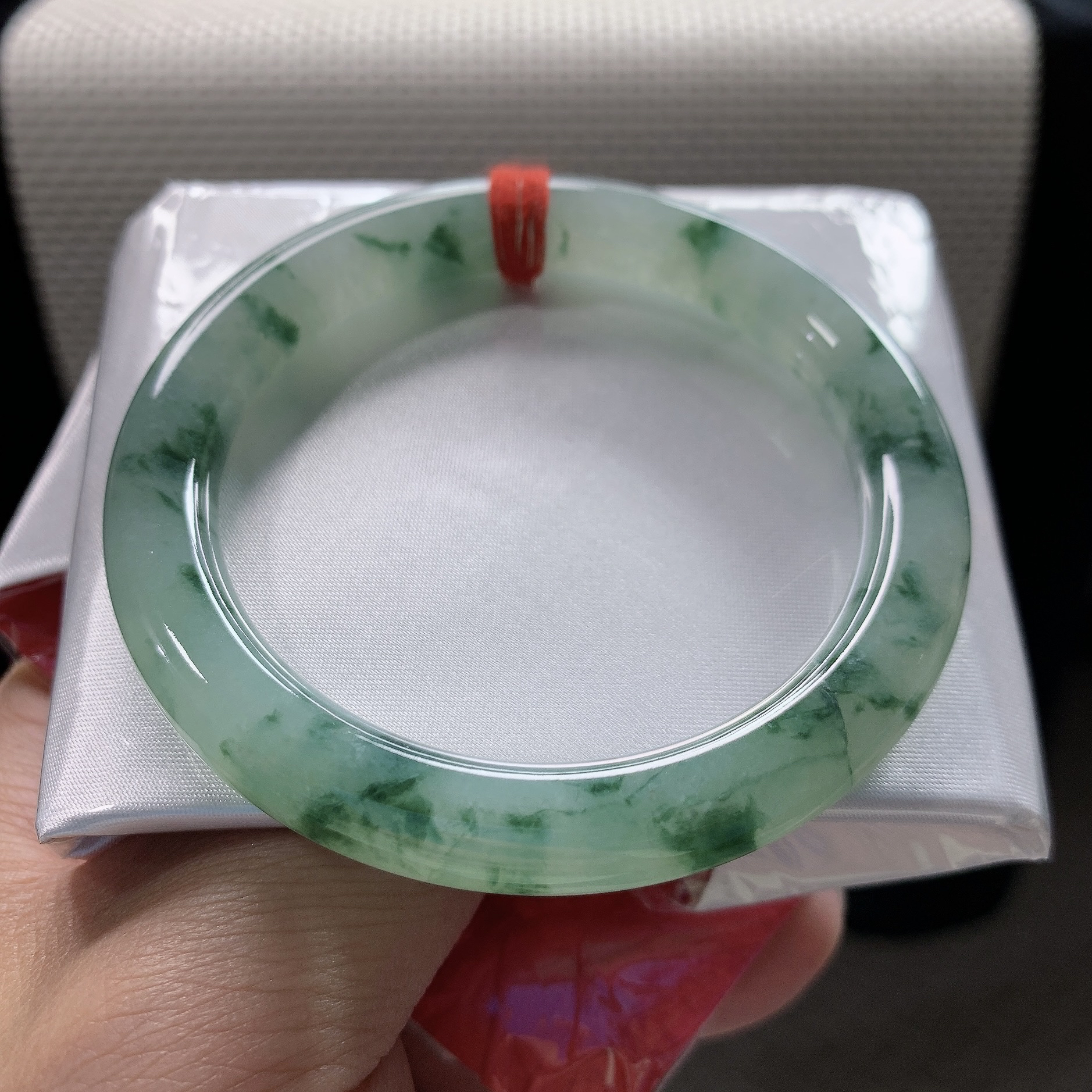 细糯冰54圈飘花圆条翡翠手镯 时尚百搭缅甸天然翡翠A货玉镯11188