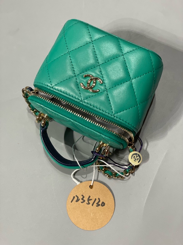 95新 Chanel/香奈儿 夏七中古/Chanel绿色mini盒子单肩包/1235130