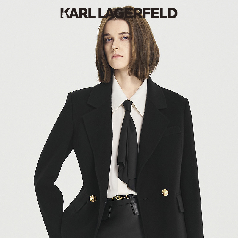 KARL LAGERFELD卡尔拉格斐西装领羊毛奢品大衣M26E2908