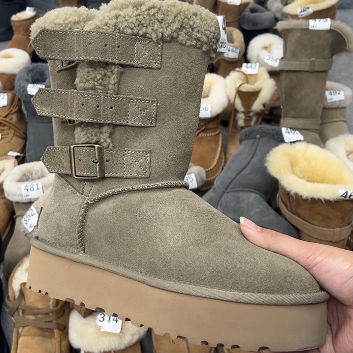 羚羊棕三排扣厚底36