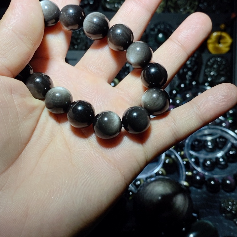 【闪购商品】黑曜岩手链未镶嵌薄***凉