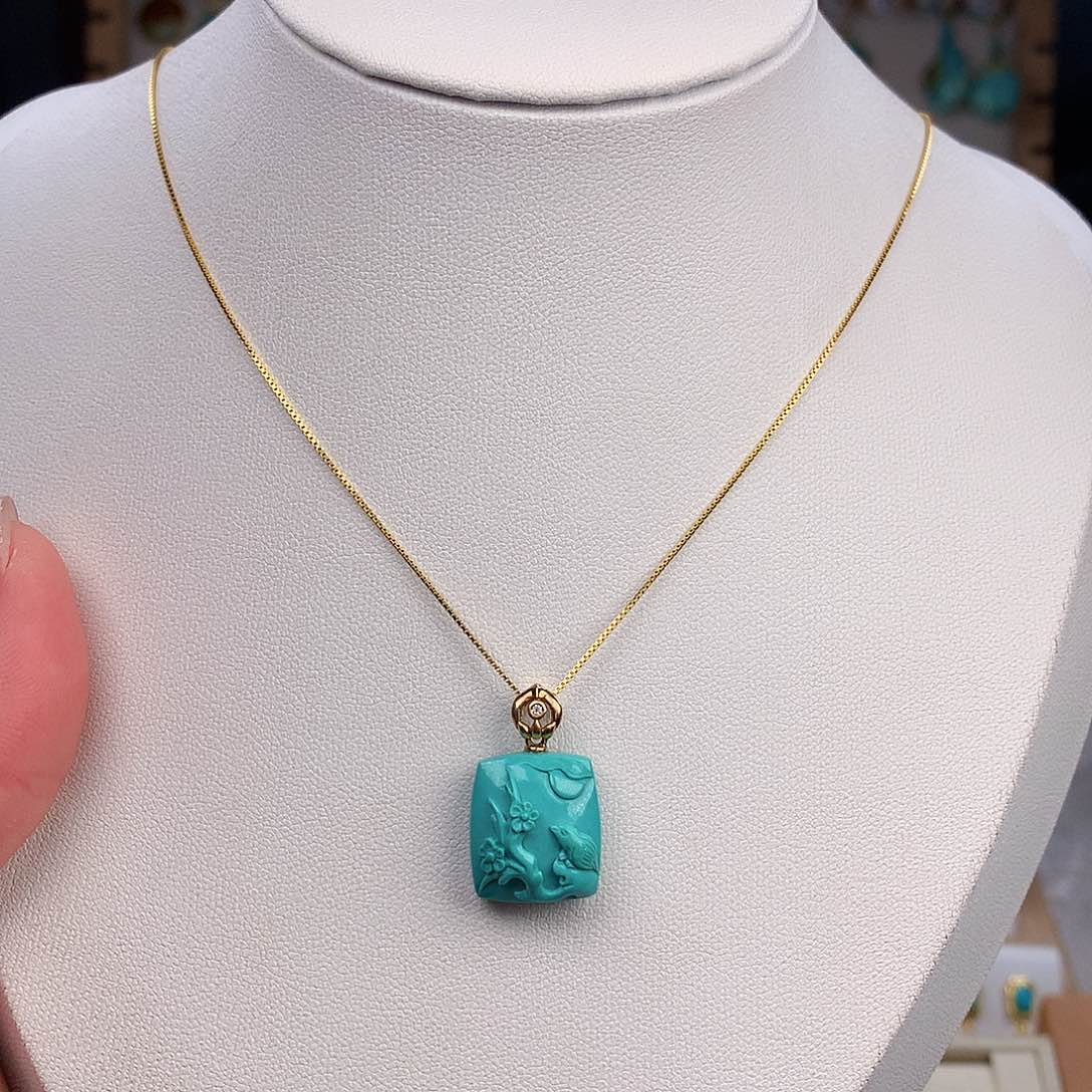 绿松石颈饰18K金镶嵌