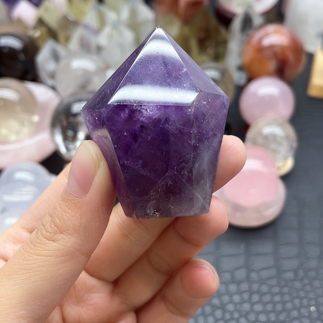 水晶未镶嵌珠宝半成品76紫水晶柱