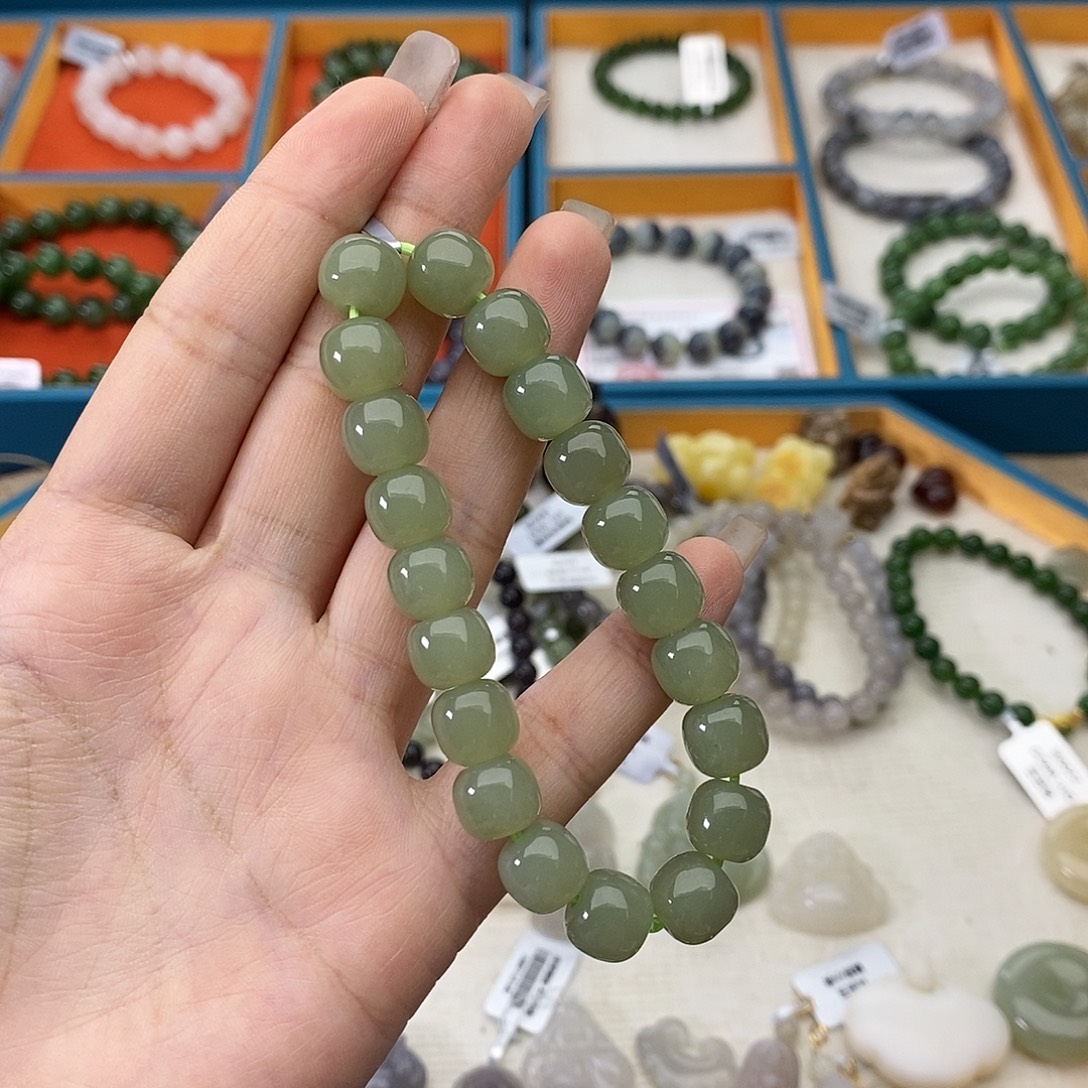 和田玉未镶嵌手链W17青黄口9*10