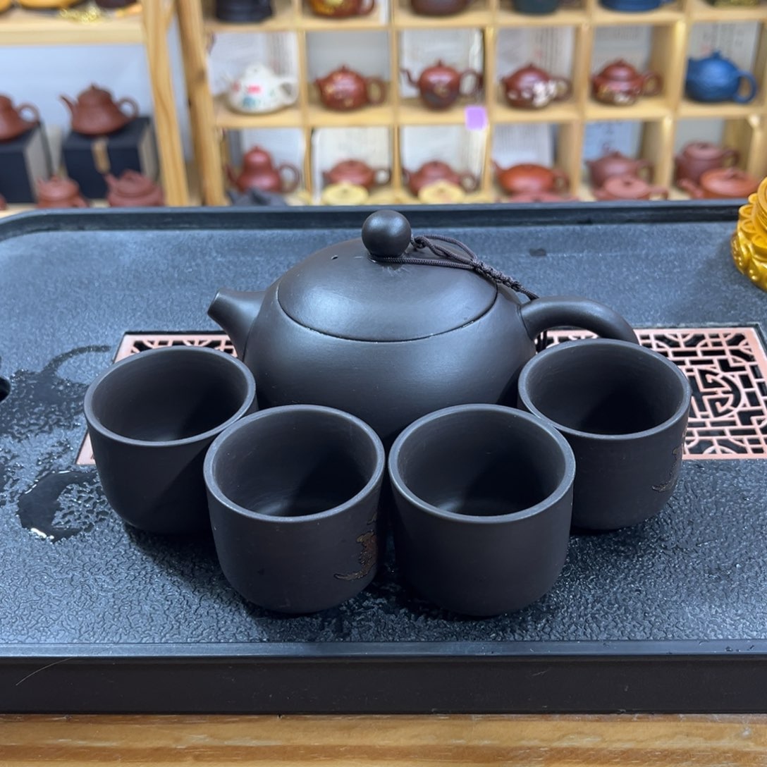 紫砂紫砂黑西施黑美人（一壶四杯）