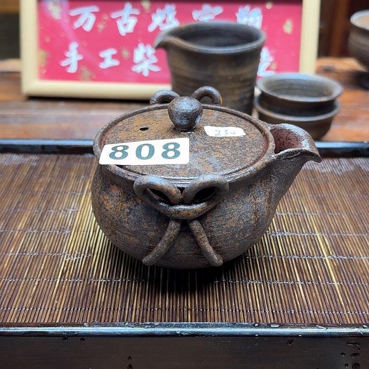 纯手工制作粗陶茶具