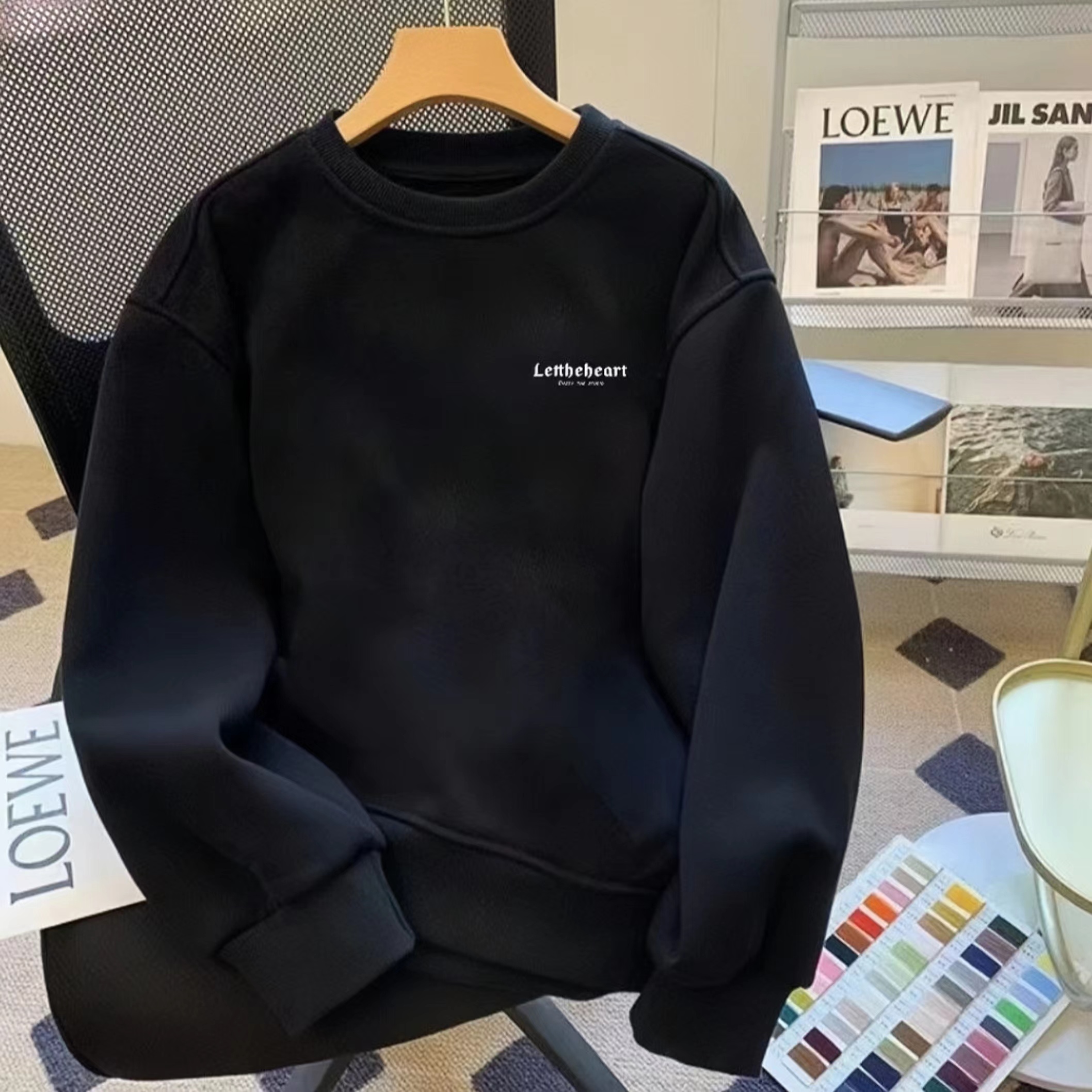 雅鹿男装潮流百搭圆领英伦雅痞新款秋冬运动宽松情侣卫衣男装男生