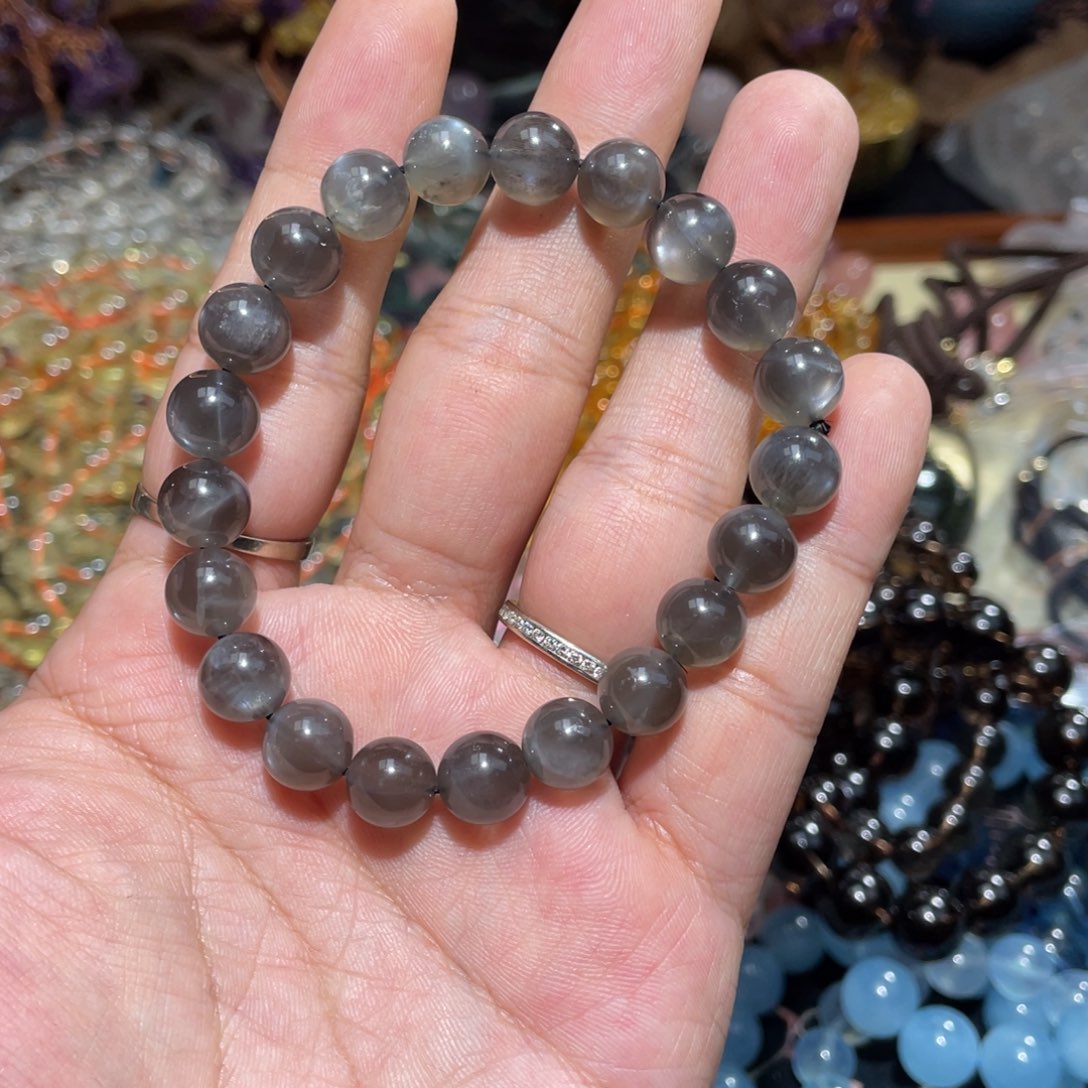 水晶手链未镶嵌9咪黑月 70