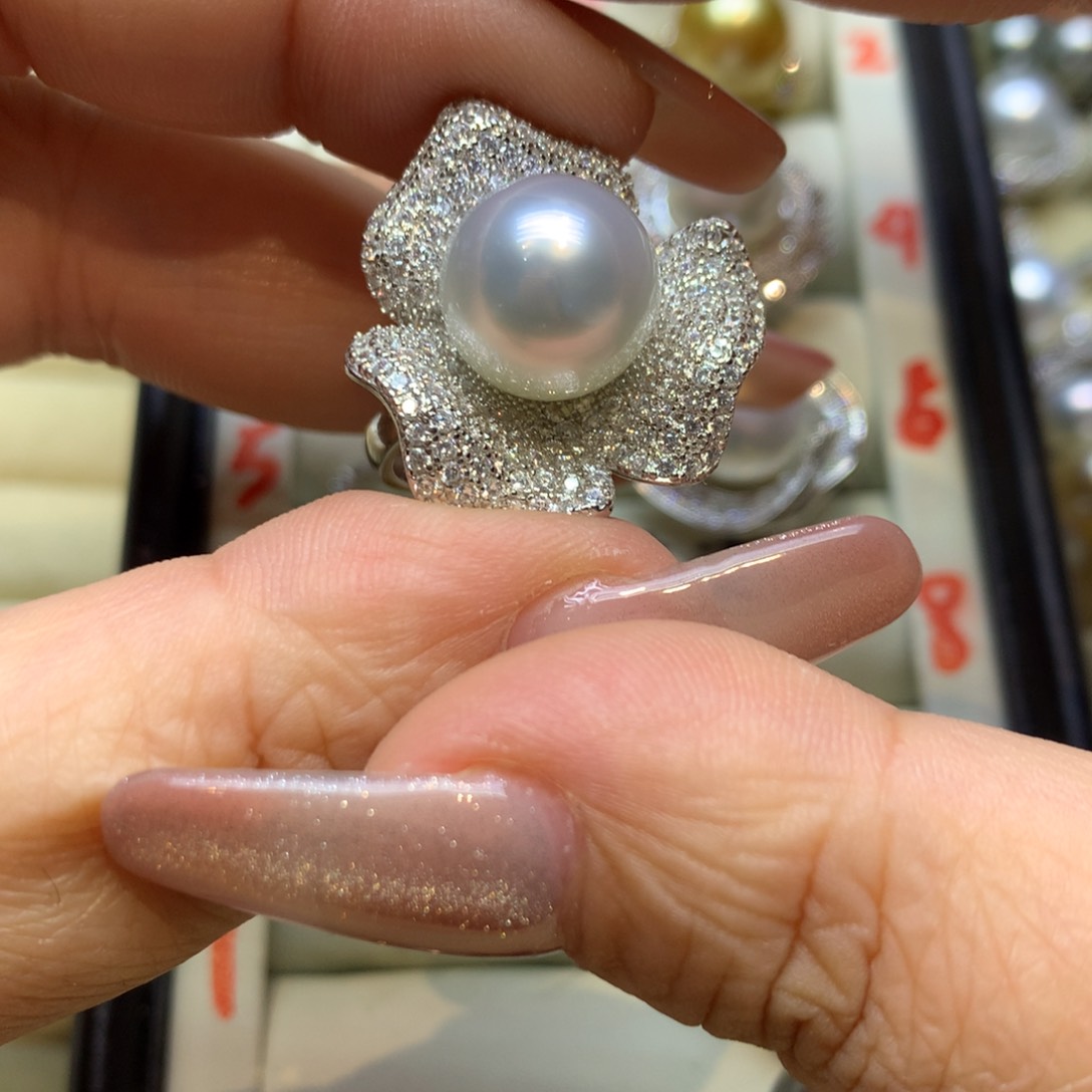 银S925镶嵌戒指海水珍珠