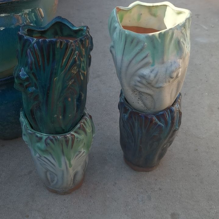 红陶口9高15瑕疵颜随机四个盆