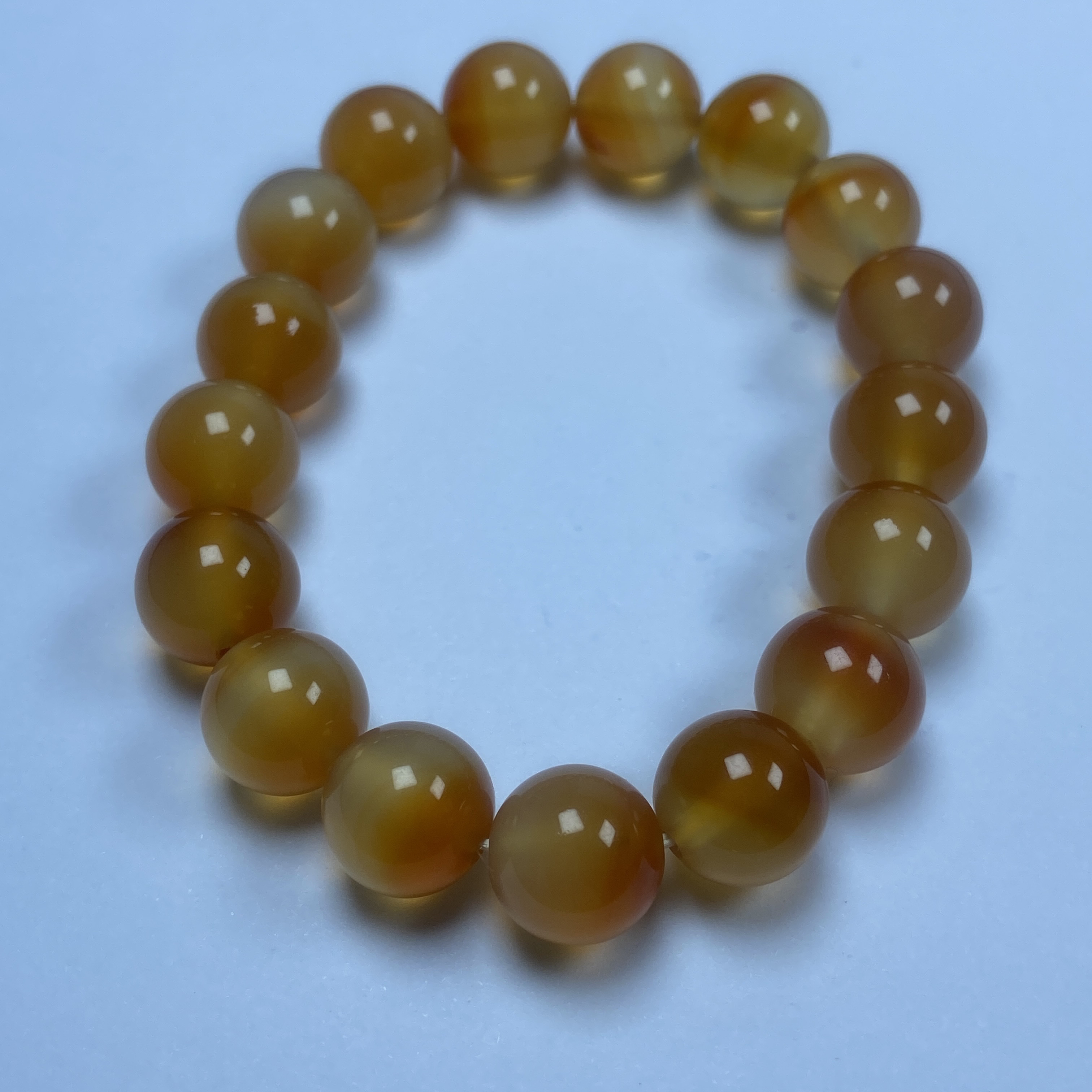 北红天然玛瑙手串卡12圆珠荧光十足