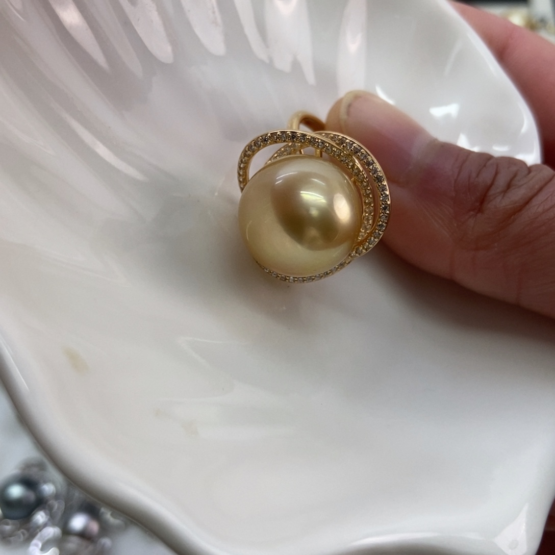 海水珍珠戒指银S925镶嵌