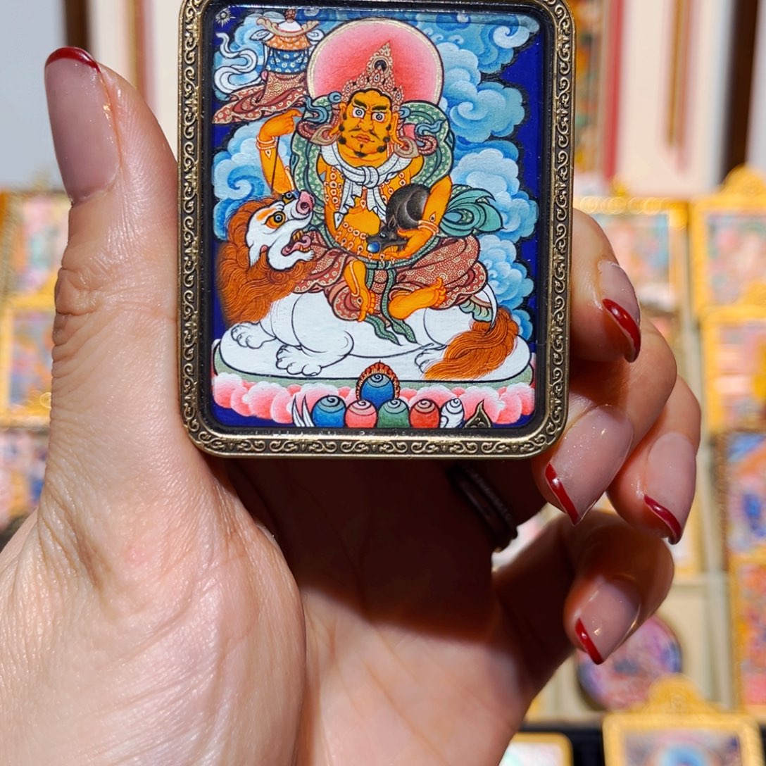 吊坠热贡手绘唐卡财宝天