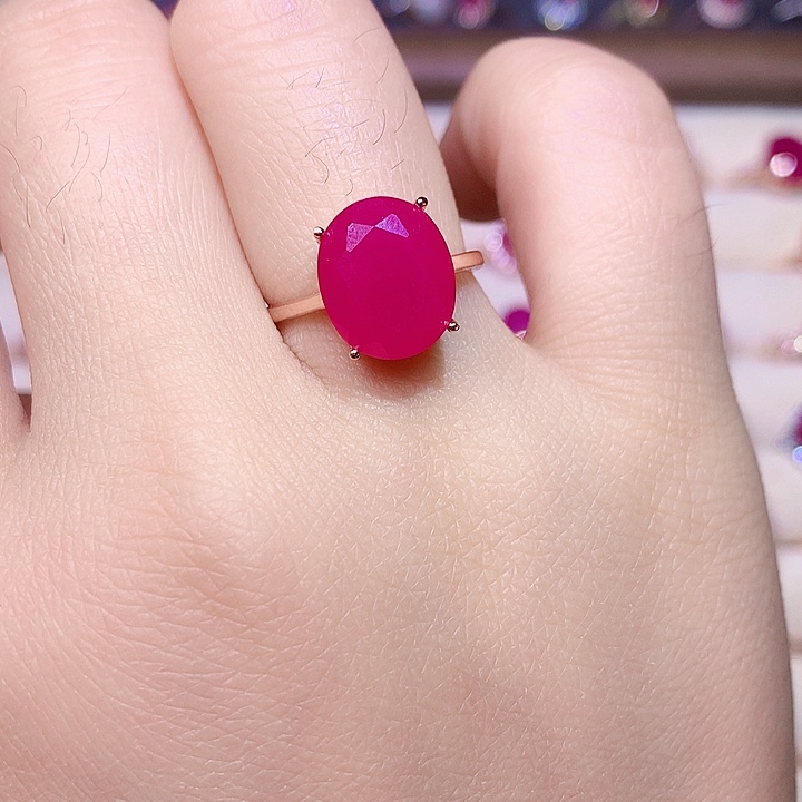 红宝石戒指银S925镶嵌