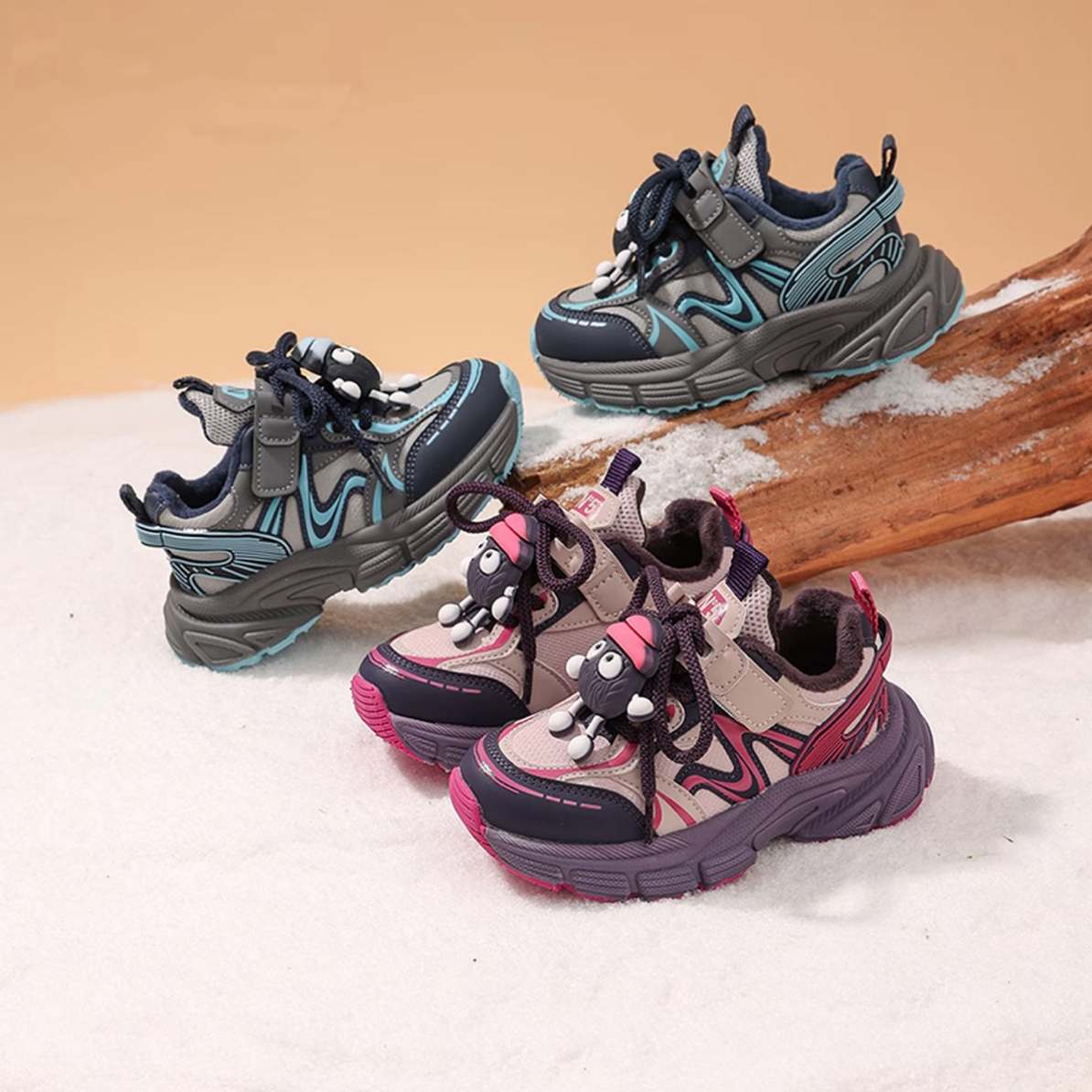 儿童冬季加棉防水防滑轻便男童女童老爹款运动鞋时尚运动鞋132