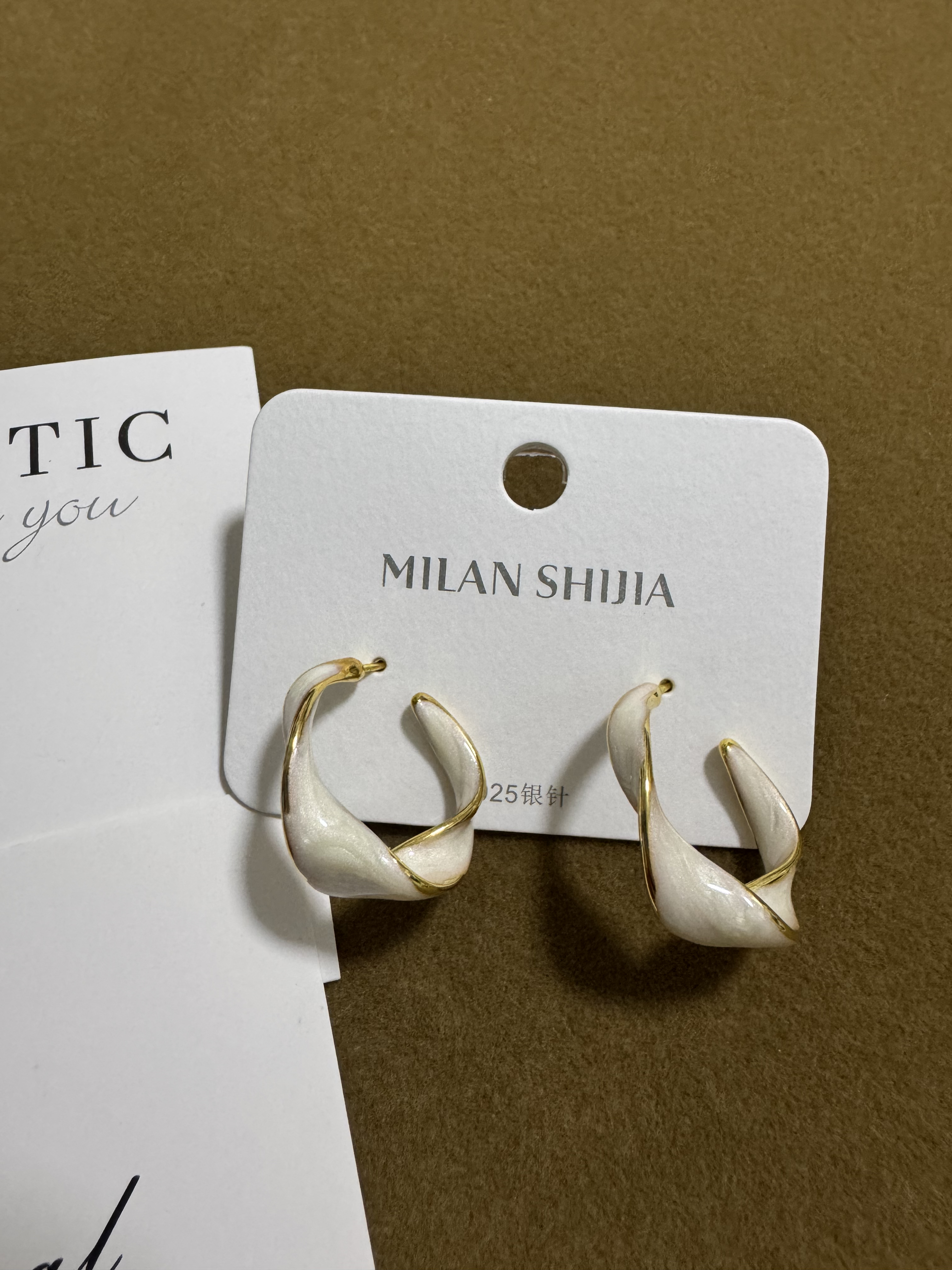 铜合金珐琅耳饰 铜合金珐琅耳饰 C型耳圈韩版简约气质小众高级感