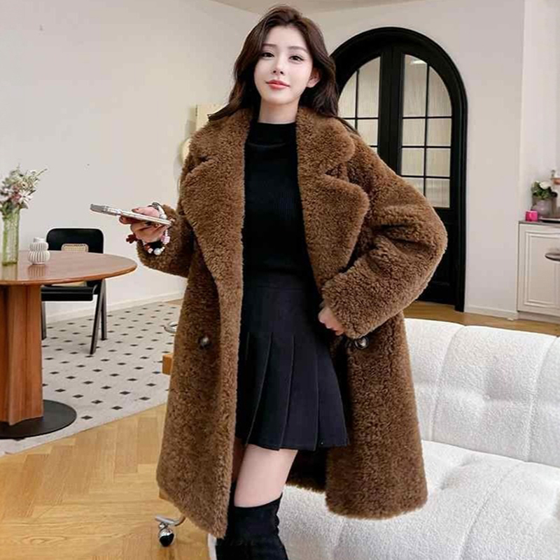 2025新款羊羔毛大衣皮毛一体中长款爆款两面穿羊剪绒皮草外套女冬