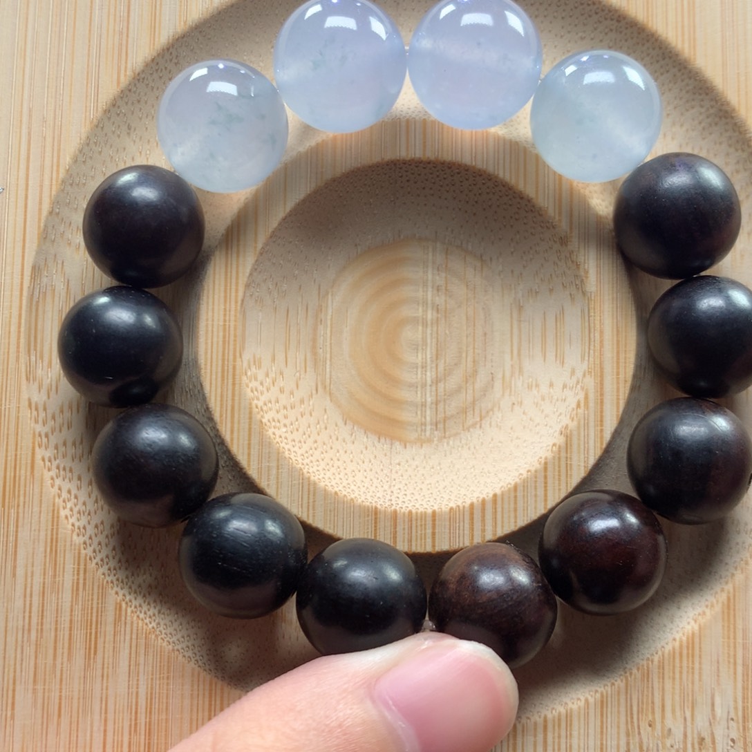 翡翠未镶嵌手链冰蓝紫13mm