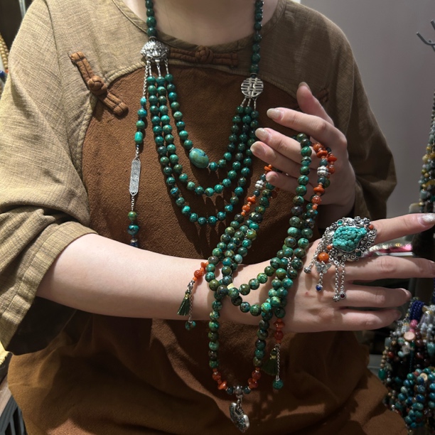 925银银制品 复古气质百搭纯手工设计108长款项链