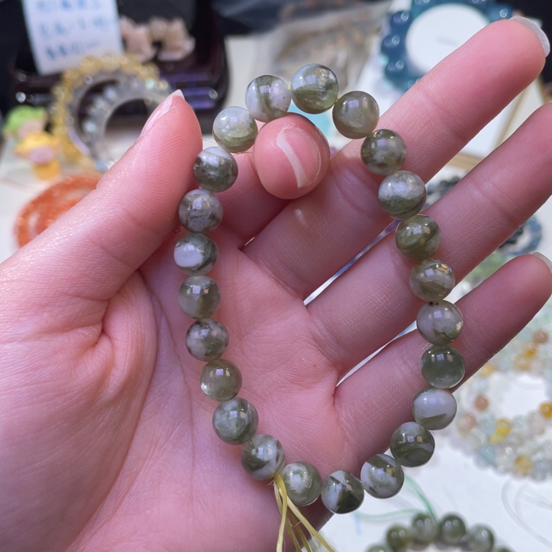 未镶嵌手链水晶芝士抹茶绿祖母8+