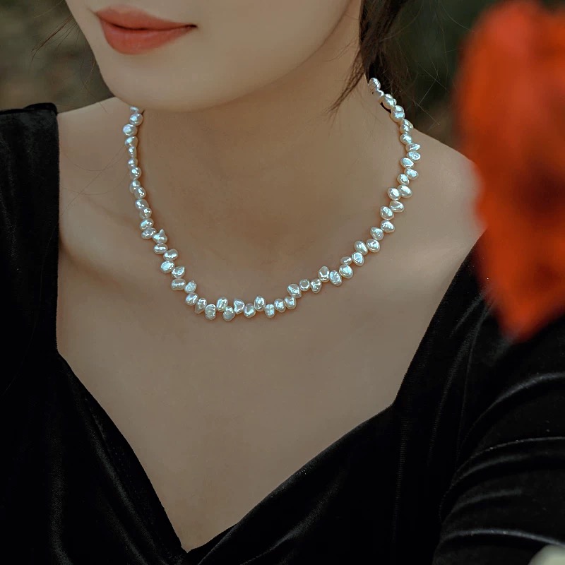 【巴洛克花瓣】天然淡水无核真珍珠项链女气质高级感时尚锁骨链颈链