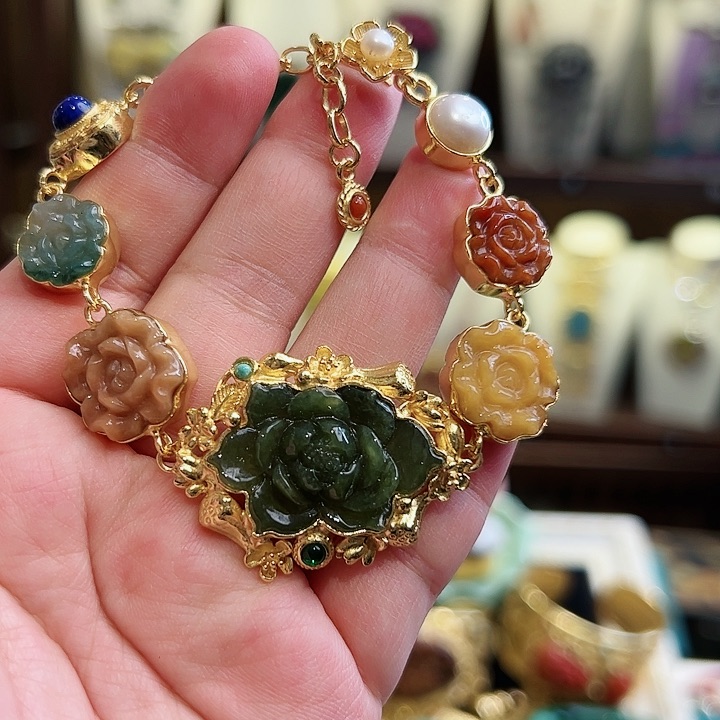 翡翠手链银S925镶嵌古风