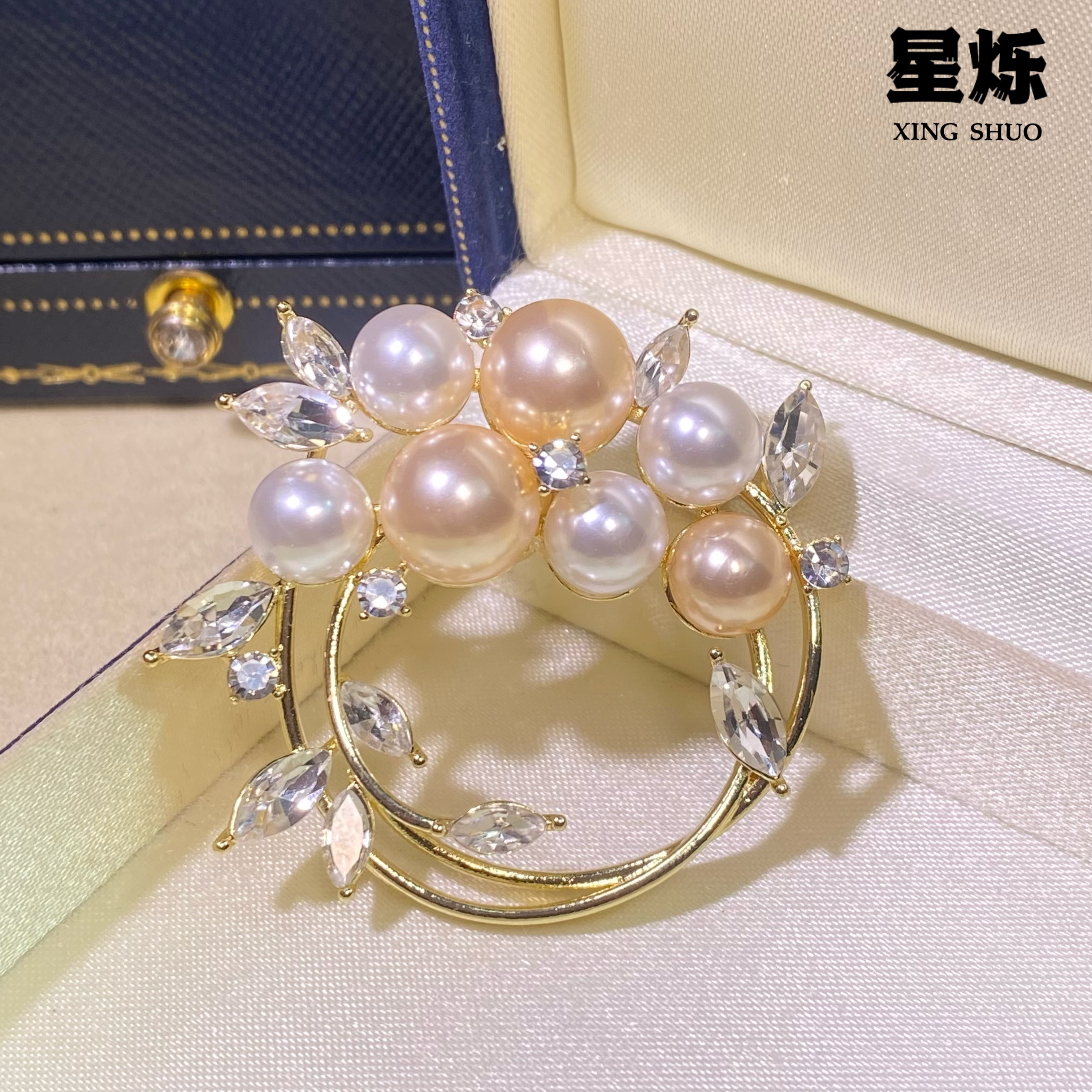 合金胸针 【花环】轻奢时尚可爱百搭金色精致简约设计师胸花2127