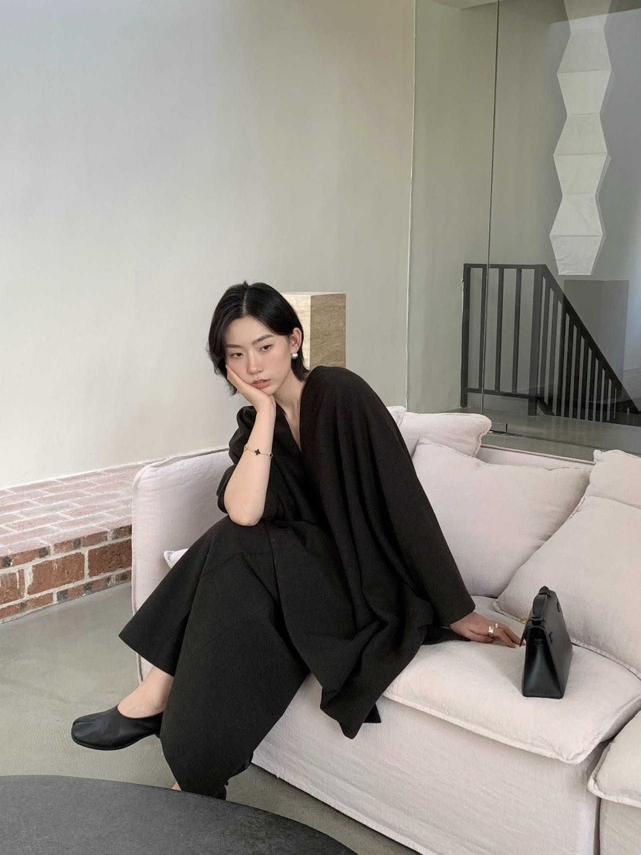 【ÉTRENER】V领大斗篷外套风衣8187