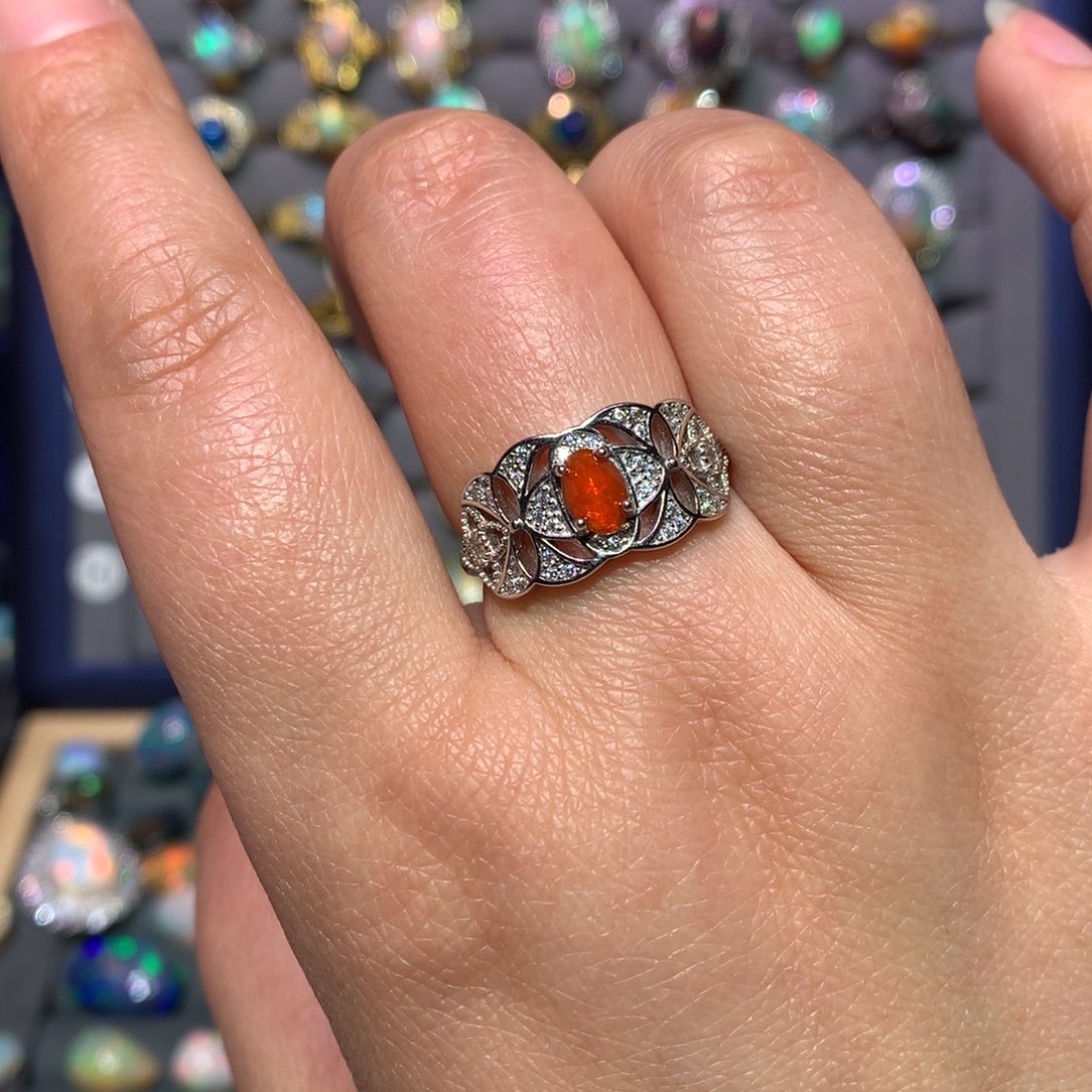 欧泊戒指款式银S925镶嵌